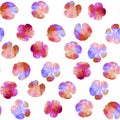 A seamless background pattern with flowers in pink, red and violet colors. Repeat floral vivid print. Bold color concept. Surreal