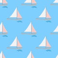 Seamless background pattern with geometric sailing boats. Vector Illustration Royalty Free Stock Photo