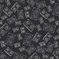 Seamless background pattern hipster style with audiocassette. Music. Sound. Retro. Magnetic tape. Analogue multimedia Royalty Free Stock Photo