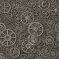A Seamless Background Pattern of Interlocking Gears in a Steampunk Style, vector design Generative AI Royalty Free Stock Photo