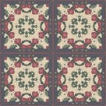 Seamless background pattern, Knitted pattern with a variety of floral motifs