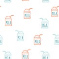 Seamless background pattern with milk carton Cute sketch style
