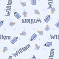 Seamless background pattern name of the newborn William