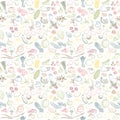 Seamless background pattern of organic farm fresh fruits and vegetables Royalty Free Stock Photo