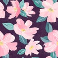 Seamless background pattern of pink Sakura blossom or Japanese flowering cherry symbolic of Spring suitable for textile, wrapping