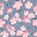 Seamless background pattern of pink Sakura blossom or Japanese flowering cherry symbolic of Spring  suitable for textile, wrapping Royalty Free Stock Photo
