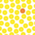 Seamless background, pattern with slices of orange and a slice of grapefruit