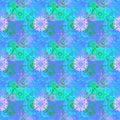 Seamless background pattern with a variety of colored floral motifs. Royalty Free Stock Photo