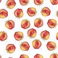 Seamless background pattern with watercolor red apples Royalty Free Stock Photo