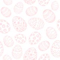 Seamless background with pink contour Easter eggs on a white background