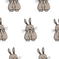 Seamless background with rabbits. Decorative wallpaper for the nursery in the Scandinavian style. Vector. Suitable for children\'s
