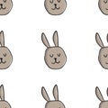 Seamless background with rabbits. Decorative wallpaper for the nursery in the Scandinavian style. Vector. Suitable for children\'s