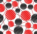 Seamless background with red and black circles