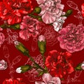 Seamless background with red flower carnation Royalty Free Stock Photo