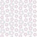 Seamless background with red flowers with turquoise spots