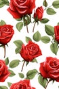 Seamless background with red roses in vivid colors