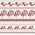 Seamless background with red stripes and roses elements