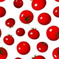 Seamless background with red tomatoes on white.