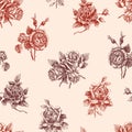 Seamless background of the roses with buds
