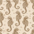 Seamless background with sea-horses