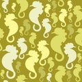 Seamless background with sea-horses. Vector illustration