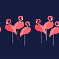 Seamless background. Seamless border. Pink Flamingo on a tropical background. Royalty Free Stock Photo