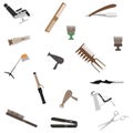Seamless background. A set of icons for hairdressing or barbershop.