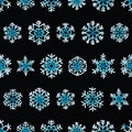 Seamless background of set various abstract decorative christmas snowflakes