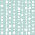 Seamless background with shabby hand drawn beads and stars. White String with balls and stars. Vector Royalty Free Stock Photo