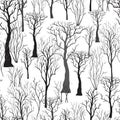 Seamless background with silhouettes of trees. Vector illustrati