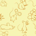 Seamless background with sketch mouse paper or background