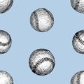 Seamless background of sketches baseballs