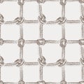 Seamless background of sketches rigging rope with sea knots Royalty Free Stock Photo