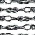 Seamless background of sketches of rigging rope tied in knots Royalty Free Stock Photo
