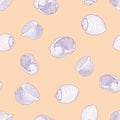 Seamless background of sketches various decorative seashells