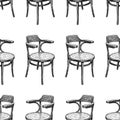 Seamless background of sketches of the vintage chairs