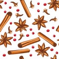 Seamless background with spices for mulled wine or tea