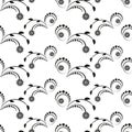 Seamless background with spittle flowers black ornament