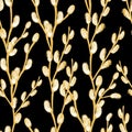 Seamless background with sprigs of willow