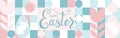 Seamless background for the spring holiday of Easter with a texture of circles and squares. Royalty Free Stock Photo