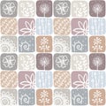 Seamless background from squares with nature eleme Royalty Free Stock Photo