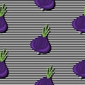 Seamless background with stripes and onion heads with dark shadow.