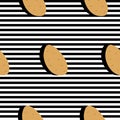 Seamless background with stripes and potatoes with dark shadow.