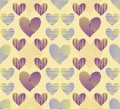 Seamless background of stylish patchwork hearts Royalty Free Stock Photo