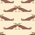 Seamless background of stylized decorative peackoks Royalty Free Stock Photo