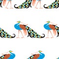 Seamless background of stylized decorative peafowls Royalty Free Stock Photo