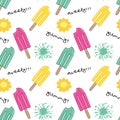 Seamless background of summer sweet yummy ice creams