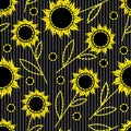 Seamless background with sunflowers