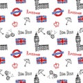 Seamless background with symbols of London