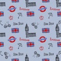 Seamless background with symbols of London